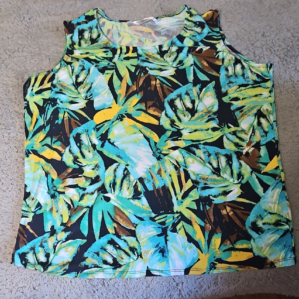 Tropical Print Sleeveless Top